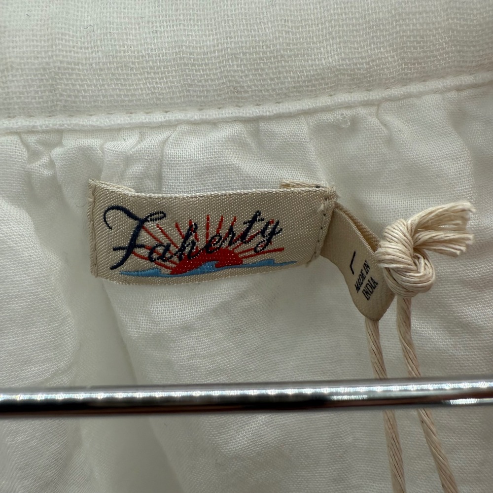 Faherty Womens Dune Cotton Gauze Kasey Dress White L Organic Cotton New - Picture 4 of 10